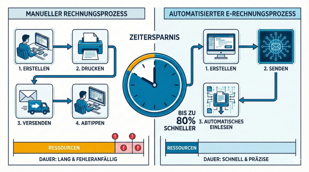 Gegenüberstellung manueller und automatisierter Rechnungsprozess