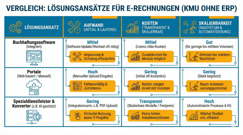 Lösungsansätze zur E-Rechnung für KMUs ohne ERP