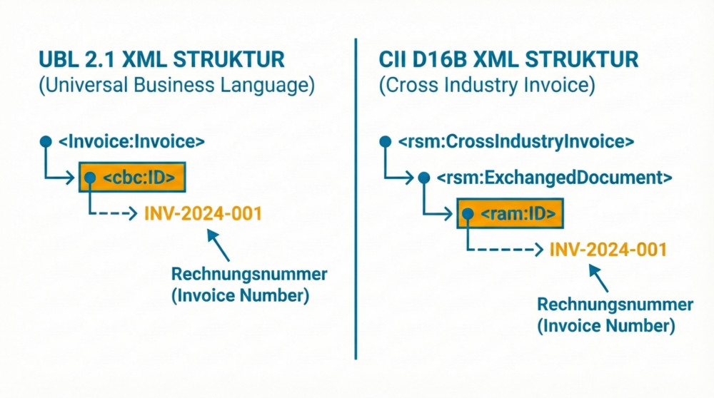 Rechnungsnummer in den XML-Syntaxen UBL und CII