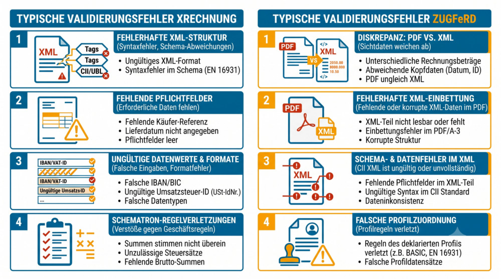 Typische Validierungsfehler bei XRechnung und ZUGFeRD
