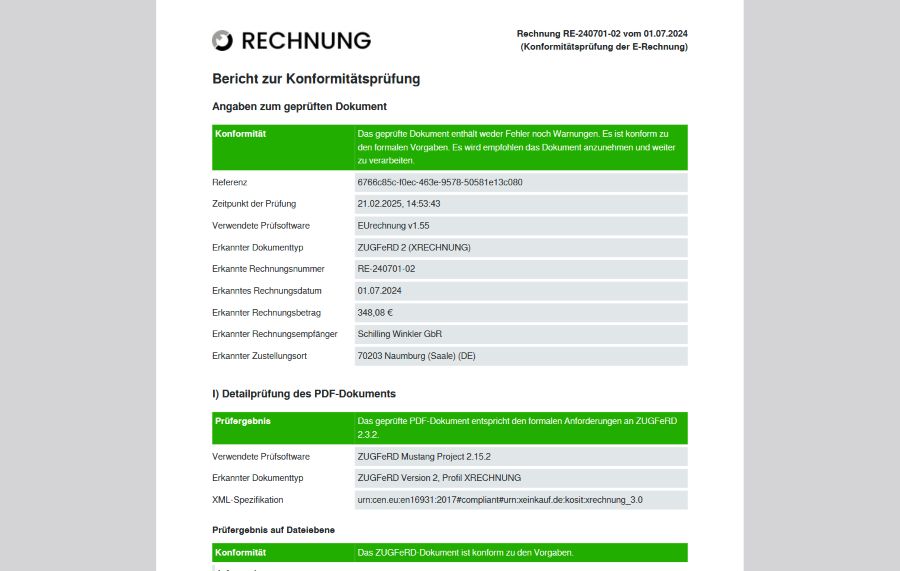 Konformitätsprüfung einer E-Rechnung