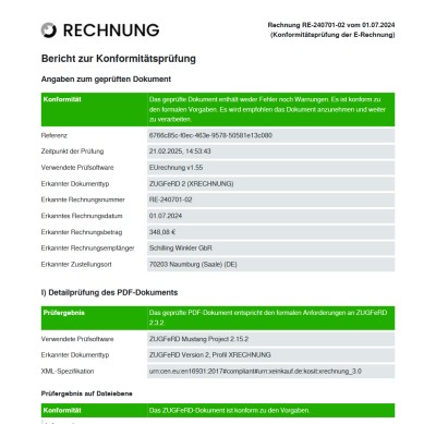 Konformitätsprüfung einer E-Rechnung